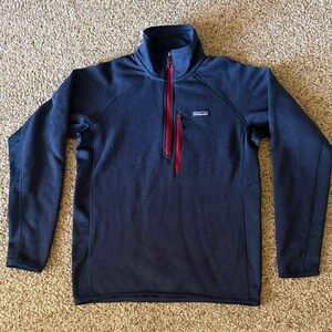 Patagonia Dark Blue Fleece with Red Accents